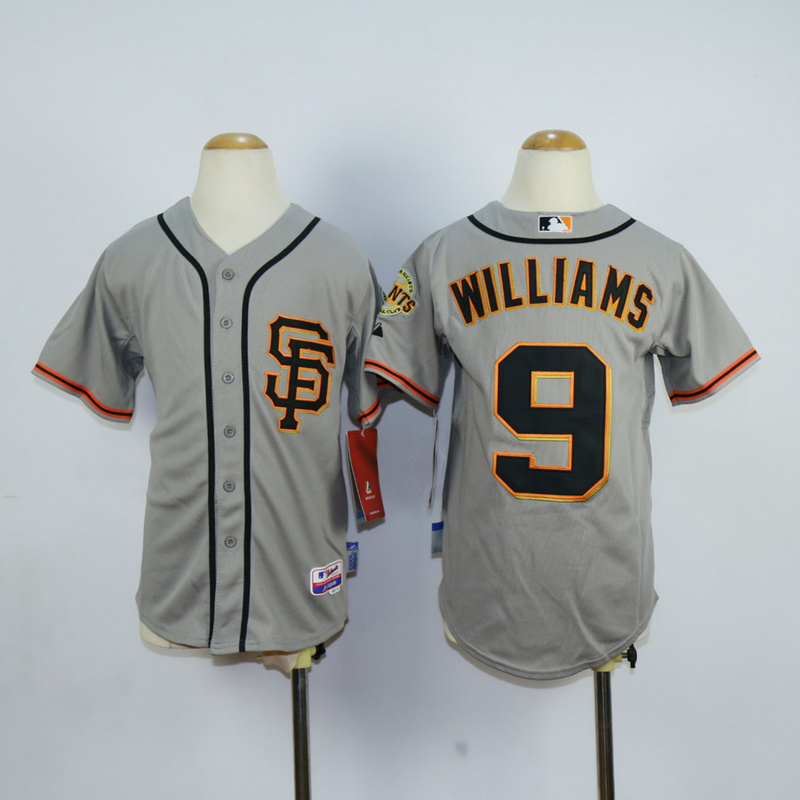 Youth San Francisco Giants 9 Williams Grey MLB Jerseys